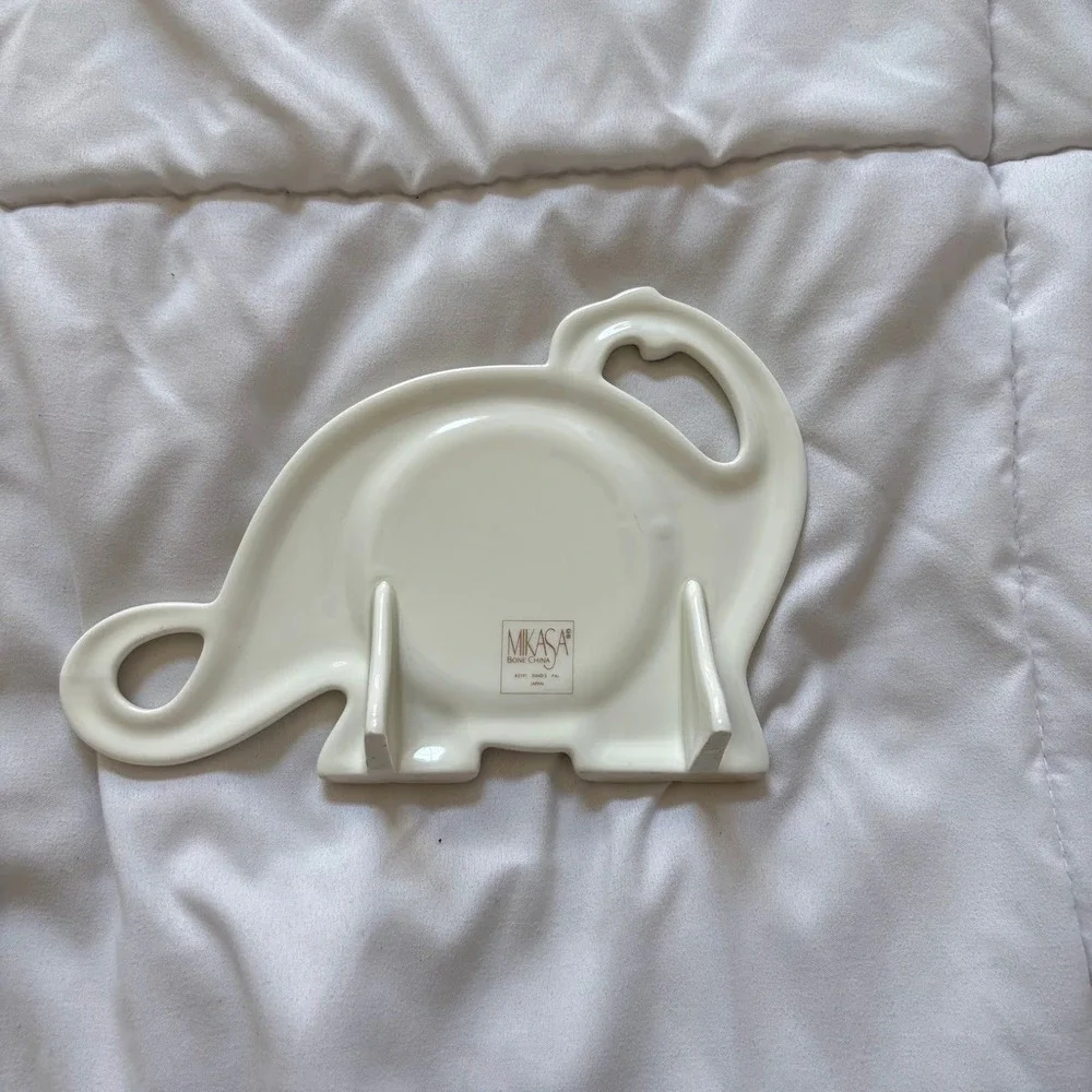 Vintage Mikasa Bone China Dinosaur Picture Frame Dinos Pal Polka Dot White Japan